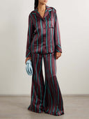 Exquisite Satin Stripe Print Long-sleeved Shirt