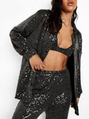 Sequined Long-Sleeved Ultra-Loose Blazer