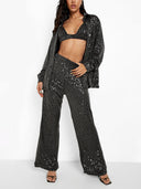 Sequined Long-Sleeved Ultra-Loose Blazer