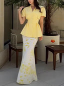 Elegant Dreamy Butterfly Print Fishtail Skirt