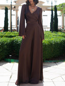 Elegant Satin Suit Wide-leg Pants
