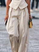 Casual Collared Sleeveless Cinched Waist Top