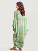 Unique Floral Print V Neck Oversized Midi Dress