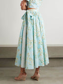 Casual Fresh Floral Print Lace-up Skirt