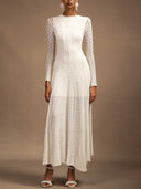 Elegant Lace Round Neck A-Line Maxi Dress