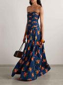 Ruffled Colorful Floral-print Maxi Dress