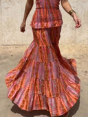 Casual Retro Folk Style Printed Layered Skirt