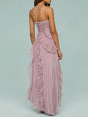 Halter Neck Pleated Backless Dress