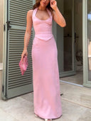Elegant Halter Top Slim Fit Long Skirt Two-Piece Set