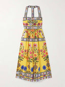 Unique Satin Floral Print Racerback With Pockets Midi Dress