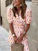 Fresh Colors Print Elastic Waist Flare Pants