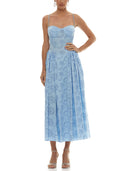 Romantic Embroidered Sweetheart Neck Spaghetti Strap Maxi Dress