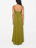 Elegant Metal Hollow Design Back Smocked A-line Slip Maxi Dress