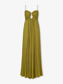 Elegant Metal Hollow Design Back Smocked A-line Slip Maxi Dress