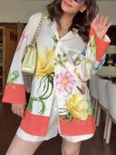 Unique Print Shirt And Shorts Suit