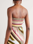 Elegant Colorful Twill Stripe Printed Bandeau Skirt Two-Piece Set