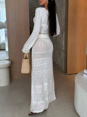 Cutout Knit Top And Skirt Suit-Knit Top
