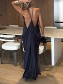 Minimalist Halter Neck Backless Maxi Dress