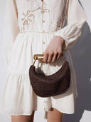 Metal Handle Straw Bag