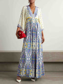 Exquisite Ornate Paisley Print V-neck Maxi Dress