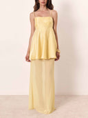 Elegant Spaghetti Strap Top See-Through Long Skirt Two-Piece Set