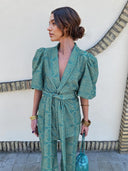 Casual Ethnic Style Printed Puff Sleeve Shirt