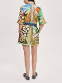 Unique Casual Graphic Print Waist Tie Mini Dress