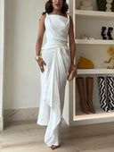 Elegant Relaxed Draped Pleated Maxi Dress