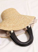 Straw and wooden handbag