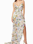 Suspender Printed Ruffle Dress