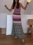Wavy Pattern Knitted Sling Dress