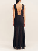 Elegant Casual Open Back Draped Maxi Dress