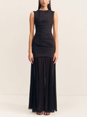 Elegant Casual Open Back Draped Maxi Dress