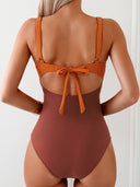 Contrast Patchwork One-Piece Swimsuit