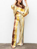 Exquisite Satin Gradient Irregular Stripe Print Shirt