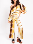 Exquisite Satin Gradient Irregular Stripe Print Shirt