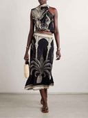 Tropical Palm Leaf Print One-shoulder Tank Top