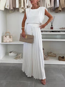 Fashionable Round Neck Padded Shoulder Top