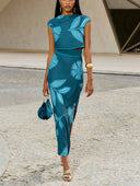 Exquisite Plant And Flower Print Slit Skirt