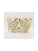 Contrast Color Straw Bag Clutch