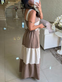 Casual Contrast Panel Square Neck Maxi Dress