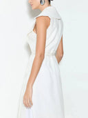 Exquisite Savina Linen Blend Lapel Midi Vest Tops