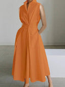 Vertical Collar V-neck A- Shaped Dress