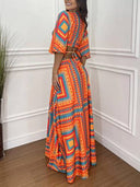 Waist Hollow Bat Sleeve Dress