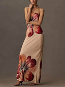 Fashionable Printed Sexy Tube Top Slim Fit Midi Dress