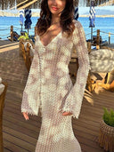 V-Neck Beach Sun Protection Swimsuit Cover-Up