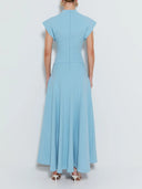 Modern Crew Neck Slit Wide Cuffs Maxi Dress