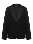 Fashion Solid Color Satin Patchwork Loose Suit Jacket