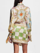 Unique Printed Irregular Knotted Mini Dress