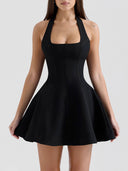 Elegant Halterneck Bow Mini Dress